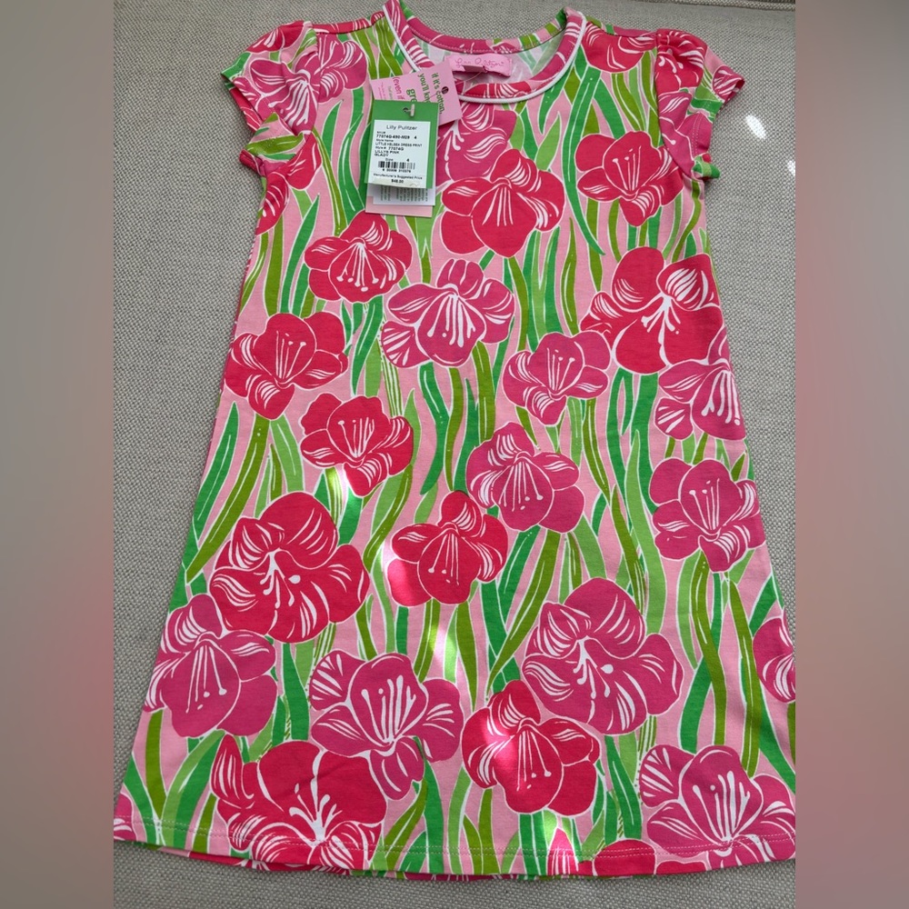 Lilly Pulitzer girls size 4 “Little Kelsea dress print” Lilly’s pink Glady
